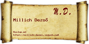 Millich Dezső névjegykártya